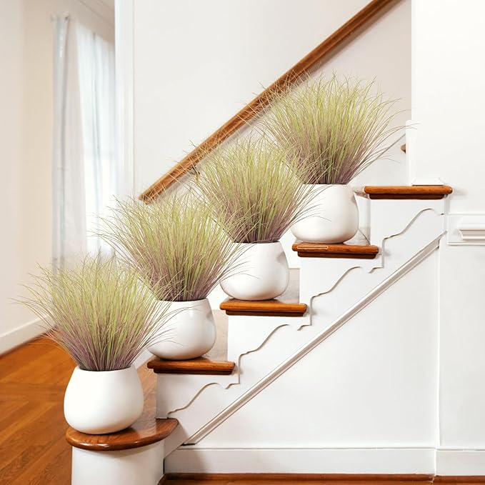 48Pcs Artificial Grass Plants, Faux Shrubs Wheat Grass, Artificial Tall Grass Fake Plants for Outdoor Decor,Artificial Greenery Stems Weed for Room Indoor Home Decor(Light Purple)