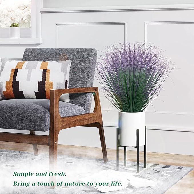 36Pcs Artificial Grass Plants, Faux Shrubs Wheat Grass, Artificial Tall Grass Fake Plants for Outdoor Decor,Artificial Greenery Stems Weed for Room Indoor Home Decor(Green Purple Tail)