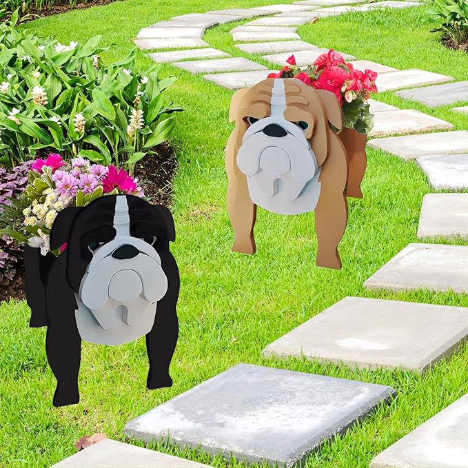 English Bulldog Dog Planter Plant Pots,Cute Garden Dog Flower Planter,Dog Planters Birthday Gifts for Women,Office,Indoor/Outdoor Decor(9.45 * 7.48 * 10.63in)