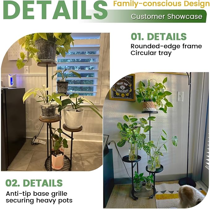TOSKING 5 Tier Metal Plant Stand Indoor, Plant Shelf, Corner Shelf Flower Pot Stand for Outdoor Plant Stand for Living Room Balcony Garden Patio Bedroom (Green, 42inches)