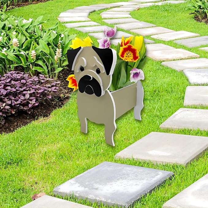 Pug Dog Planter Plant Pots,Cute Garden Dog Flower Planter,Dog Planters Birthday Gifts for Women,Office,Indoor/Outdoor Decor(9.45 * 7.17 * 10.87in)