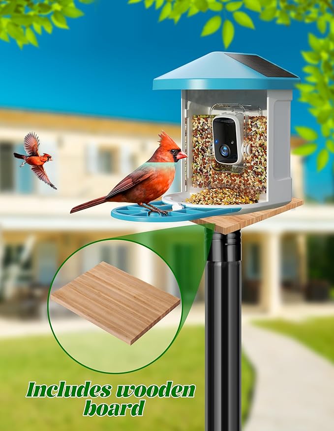 XDW-GIFTS Bird House Pole, 1 Pack 76 Inch Metal Bird Feeder Pole for Outdoor, with 5-Prong Heavy Duty Base for Birdhouse Mounting, Weather Station