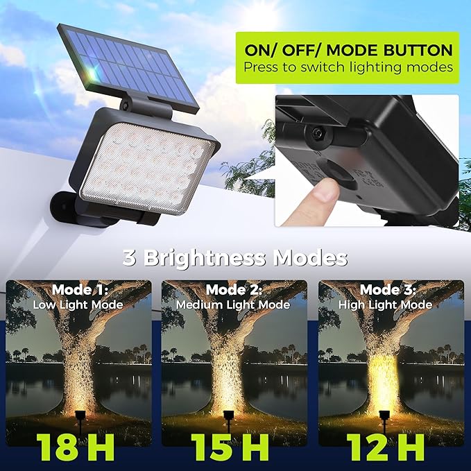 Solar Spot Lights Outdoor Waterproof for Flag, Tree, House, Garden, Yard, Landscape Spotlights for Accent Uplighting Halloween Christmas Decorations-4 Pack