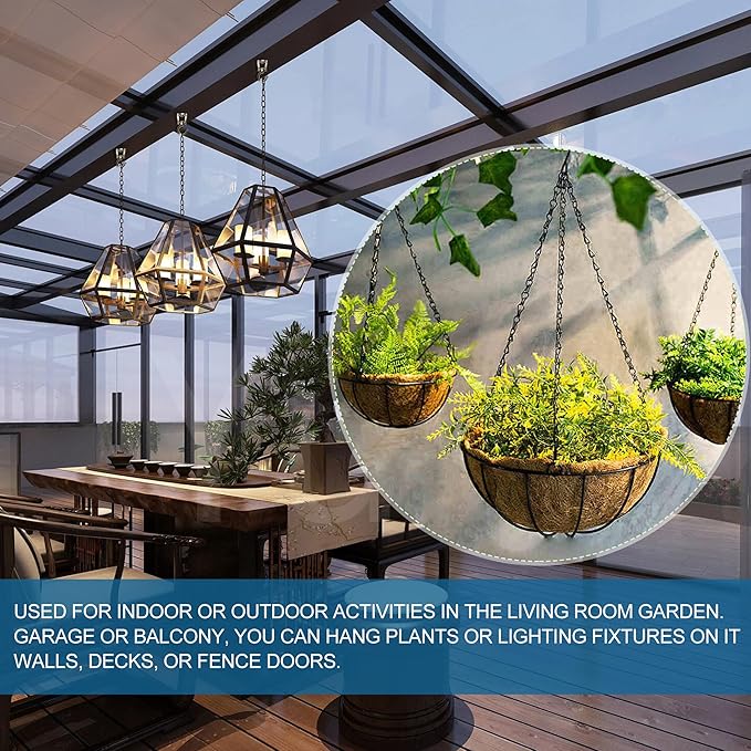 Ceiling Hooks for Hanging Plants (2 PCS Gold),Heavy Duty Metal Plant Hooks, Screw in Hooks for Hanging Birdfeeders, Lamps, Planters, Outdoor Decorative Hooks up to 33 lbs