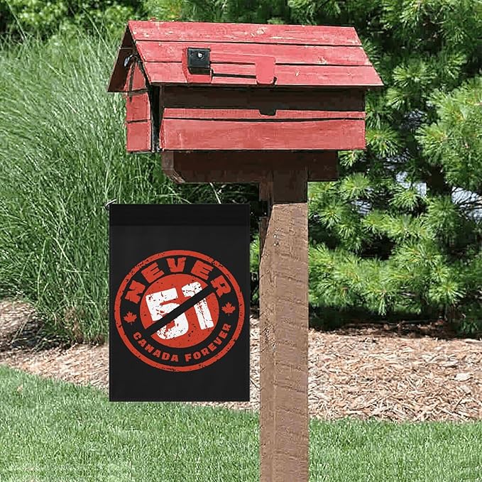 Never 51st State Canada Flag Vintage Garden Flag for Outside 12x18 Double Sided Funny House Flag for Outdoor