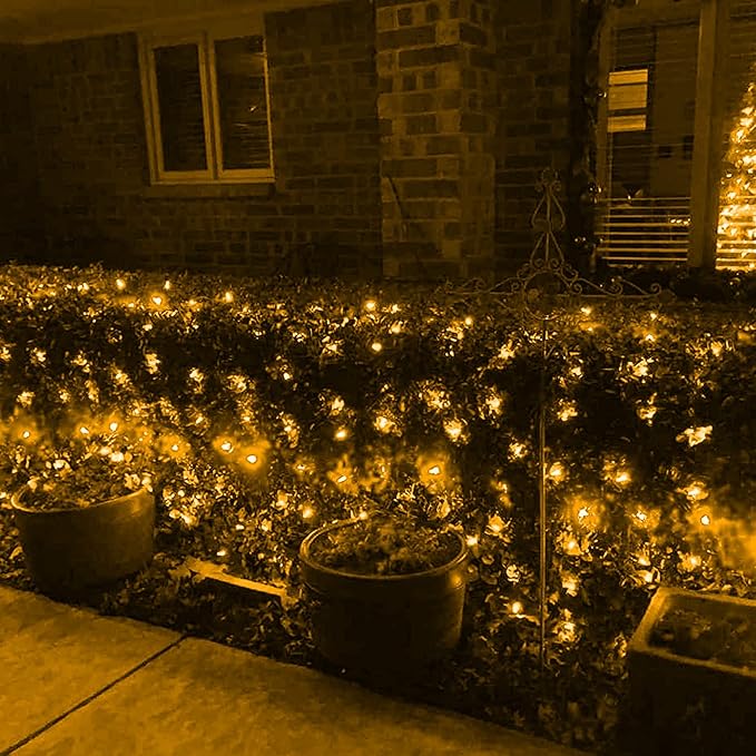 Dazzle Bright Christmas Net Lights, 360 LED 12FT x 5 FT Green Wire Waterproof Connectable Lights with 8 Modes, Christmas Outdoor Lights for Bushes Garden Party Wedding Holiday Decoration (Warm White)