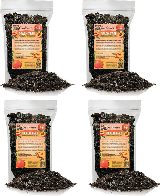 Premium Peach Potting Soil Mix - Optimal Nutrient-Rich Blend for Thriving and Juicy Peaches - 20 Quart