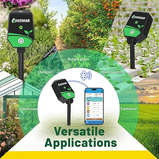 Soil pH Meter Soil Moisture Meter 8 in 1 Fertility Salt Moisture pH EC Light Humidity Temp Accurate Soil pH Test Kit for Garden and Hydroponics