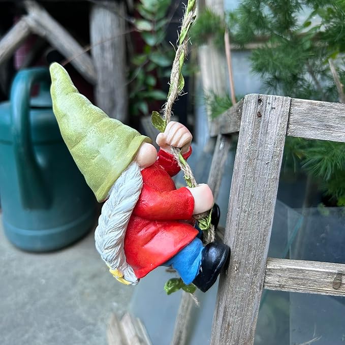Hanging Gnome Garden Statue Decoration,Climbing Garden Gnomes Statue Figurine Ornament for Indoor Outdoor Home Garden Decor,Gift for Women,mom