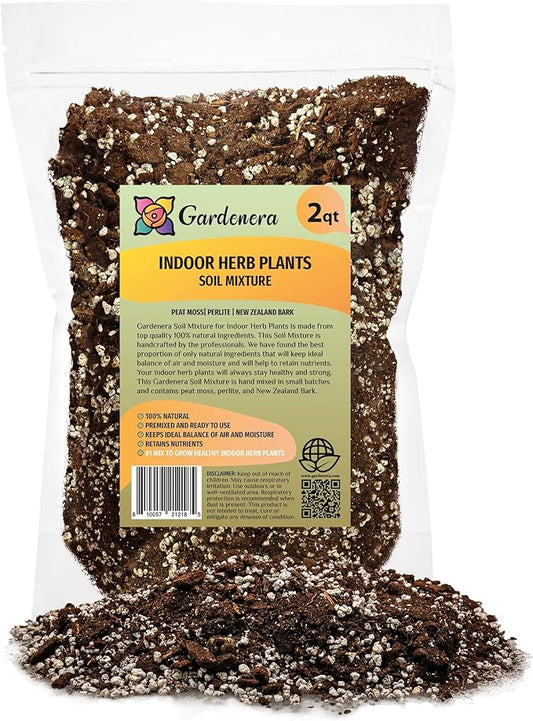 Soil Mixture for Indoor Herb Planters - Specially Blended Soil Mixture for Planting and Growing Indoor Kitchen Herbs Indoors, Indoor Herb Garden, Herb Growing Soil Mixture - 2 Quart Bag