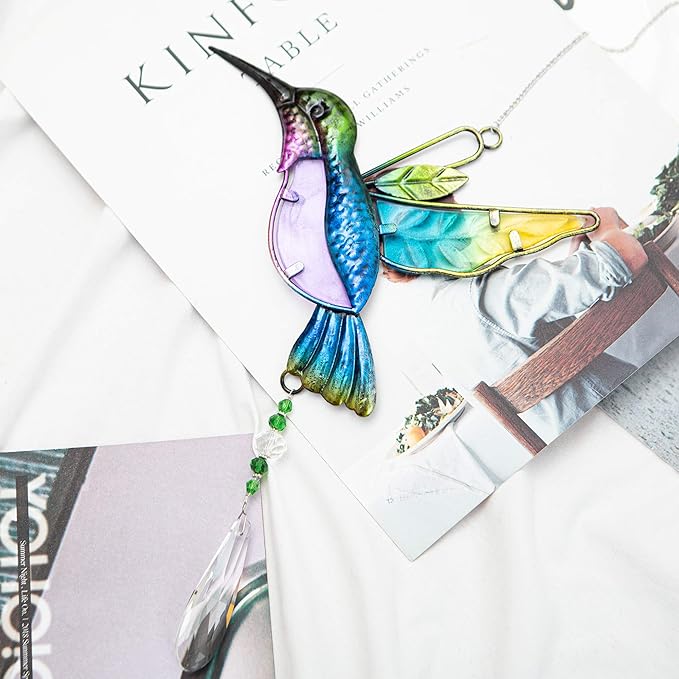 WEISIPU Crystal Suncatchers for Windows - Hummingbird Crystal Ball Prisms Hanging Crystals Ornament for Home Garden Office Wedding Christmas Decoration-Hummingbird