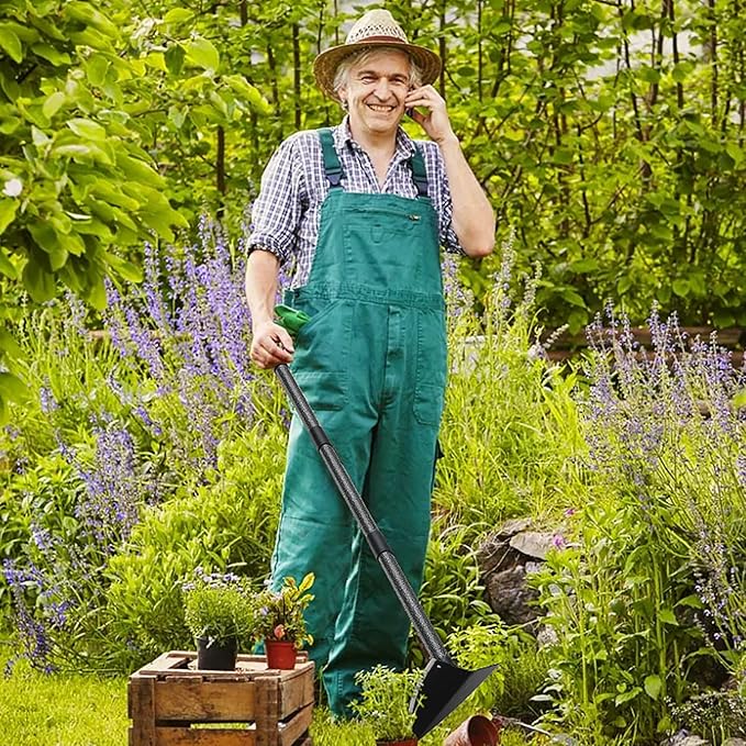 Hoe Garden Tool,Triangle Gardening Hoe with Sharp Blade for Digging,Weeding,Cutting and Loosing Soil,72 Inch Adjustable Length Metal Handle…