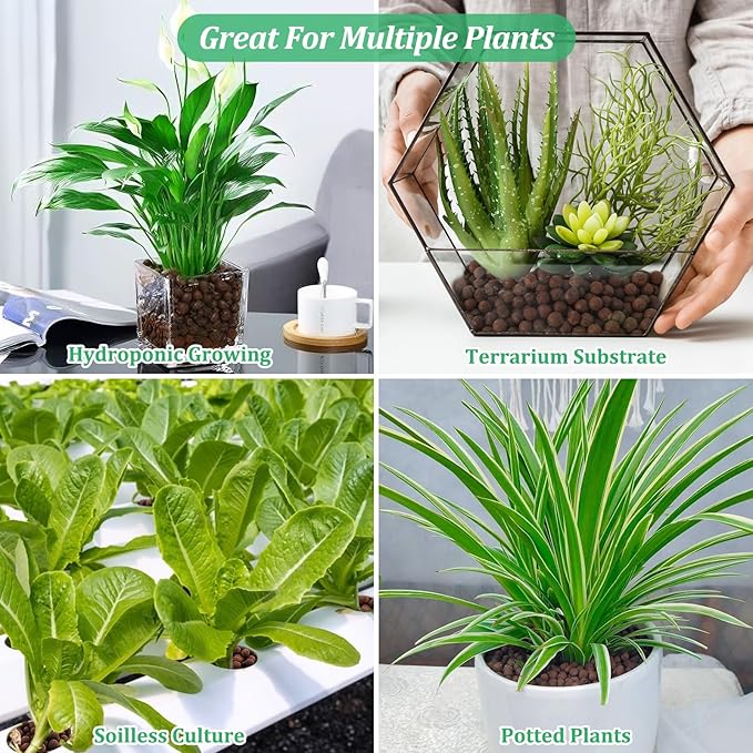 Riare 6 LBS Organic Expanded Clay Pebbles for Plants- 4mm-16mm Natural Leca Balls Lightweight Hydroponic Clay Pebbles Aggregate for Indoor Plants, Hydroponic Growing, Plants Drainage, Aquaponics