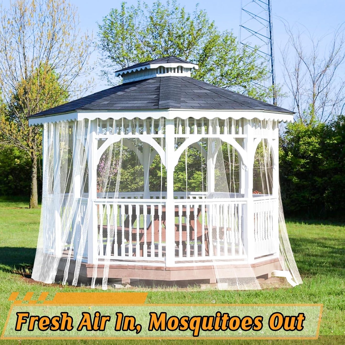 33x10ft Large Mosquito Net, Mesh Netting for Garden Skin and Plants Protection, Patio Bird Bug Screen, White