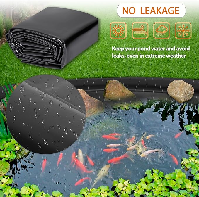 Pond Liners 7 x 10 Feet, Easy Cutting LDPE Pond Liner 20 Mil, High Preformed Koi Pond Liner for Ponds, Streams, Fountains and Garden Waterfall