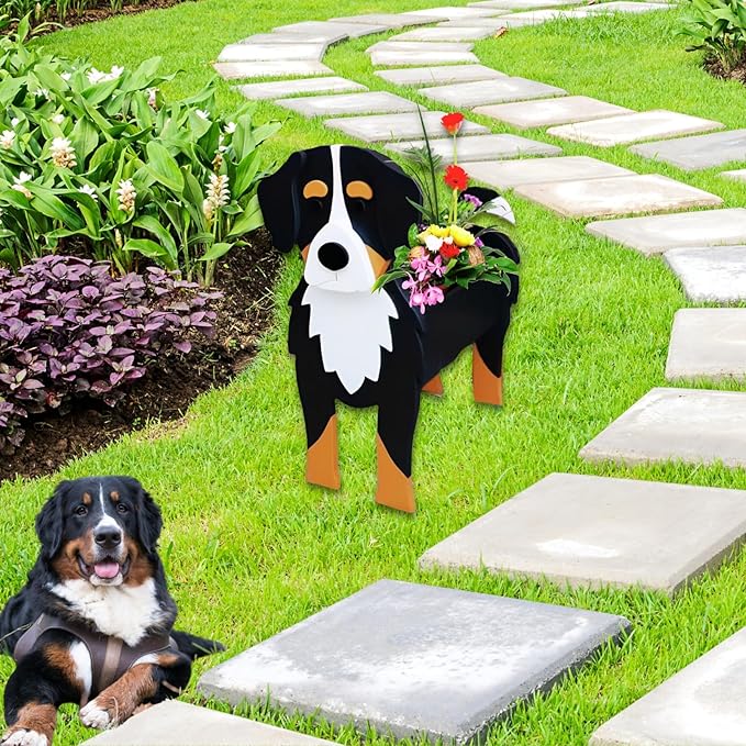Bernese Mountain Dog Planter Plant Pots,Cute Garden Dog Flower Planter,Dog Planters Birthday Gifts for Women,Office,Indoor/Outdoor Decor(9.45 * 5.75 * 12.2in)
