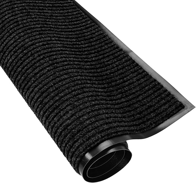 fani Heavy Duty Large Outdoor Indoor Entrance Black Doormat Waterproof Low Profile Entrance Rug Front Door Mat Patio Anti-Skid Rubber Back, 31x47 inch (Black)