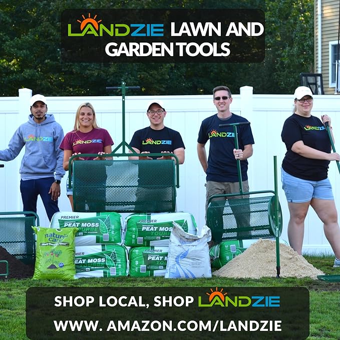 LANDZIE Lawn & Garden Spreaders - 36 Inch Heavy Duty Metal Mesh Basket Push/Tow Spreader - Compost, Peat Moss, Top Soil, Mulch - Durable Lightweight Multi-Purpose Yard Care Equipment - Manure Spreader