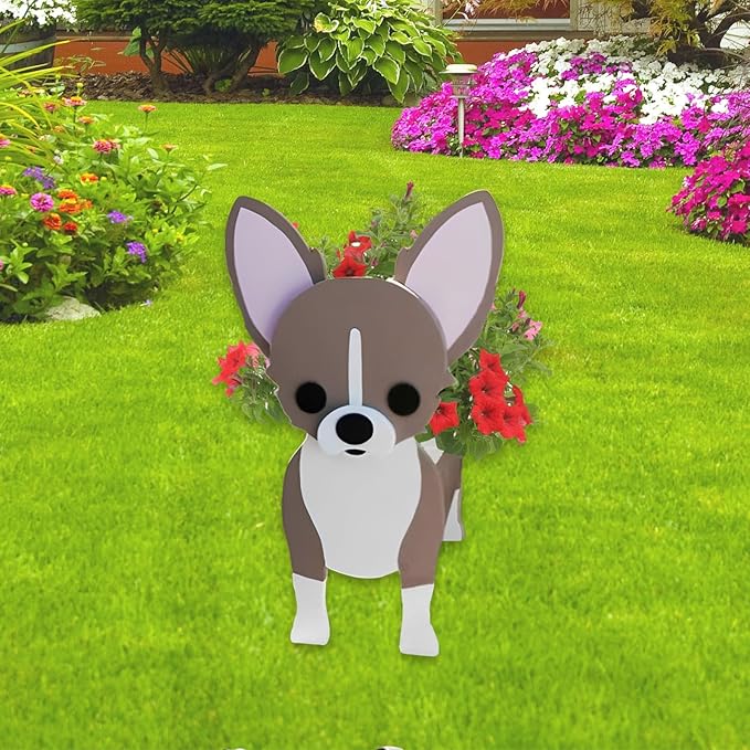 Chihuahua Dog Planter Plant Pots,Cute Garden Dog Flower Planter,Dog Planters Birthday Gifts for Women,Office,Indoor/Outdoor Decor(9.45 * 5.94 * 13.39in)