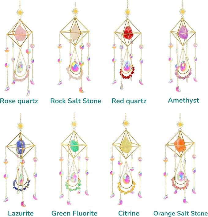 Crystal Suncatcher Lapis Lazuli, Blue Sun Catcher Hanging Decor, Blue Lazurite Crystal Window Hanging, Gemstone Prism, Boho Chic Decor, Raw Natural Stone (Lazurite)