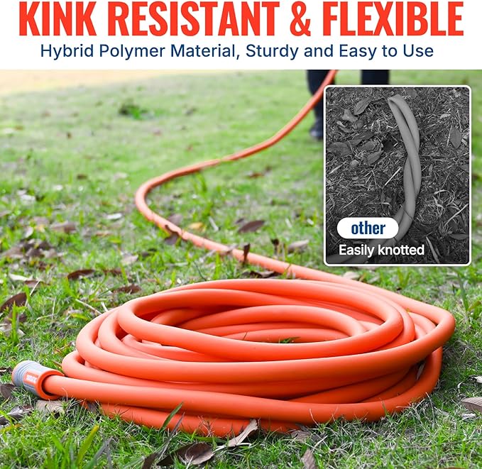 YAMATIC Heavy Duty Garden Hose 5/8 in x 75 ft with Swivel Fitting, Super Flexible Water Hose, All-weather, Lightweight, Burst 600 PSI