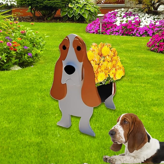 Basset Hound Dog Planter Plant Pots,Cute Garden Dog Flower Planter,Dog Planters Birthday Gifts for Women,Office,Indoor/Outdoor Decor(9.45 * 8.54 * 13.23in)