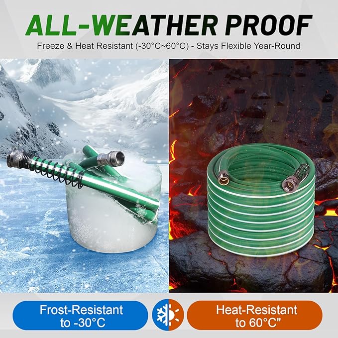 Short Garden Hose 10 ft 15 ft – Outdoor Hybird Water Hose with Solid Fitting - Flexible, Kinkless, Lightweight, Heavy Duty Garden Hose for Lawn Watering, Car Washing - Burst 500 Psi (15 ft)