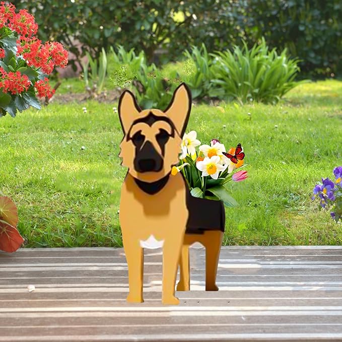 German Shepherd Dog Planter Plant Pots,Cute Garden Dog Flower Planter,Large Dog Planters Birthday Gifts for Women,Office,Indoor/Outdoor Decor(9.84 * 6.77 * 17in)