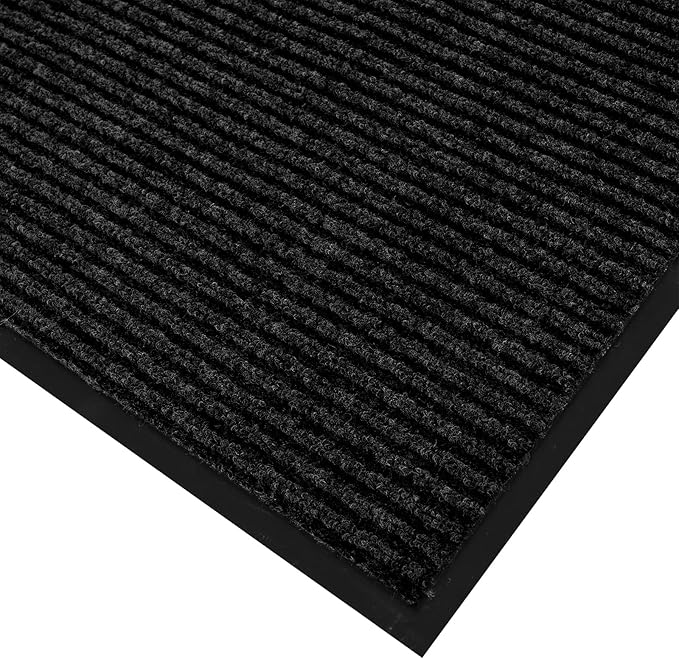 fani Heavy Duty Large Outdoor Indoor Entrance Black Doormat Waterproof Low Profile Entrance Rug Front Door Mat Patio Anti-Skid Rubber Back, 48x72 inch (Black)
