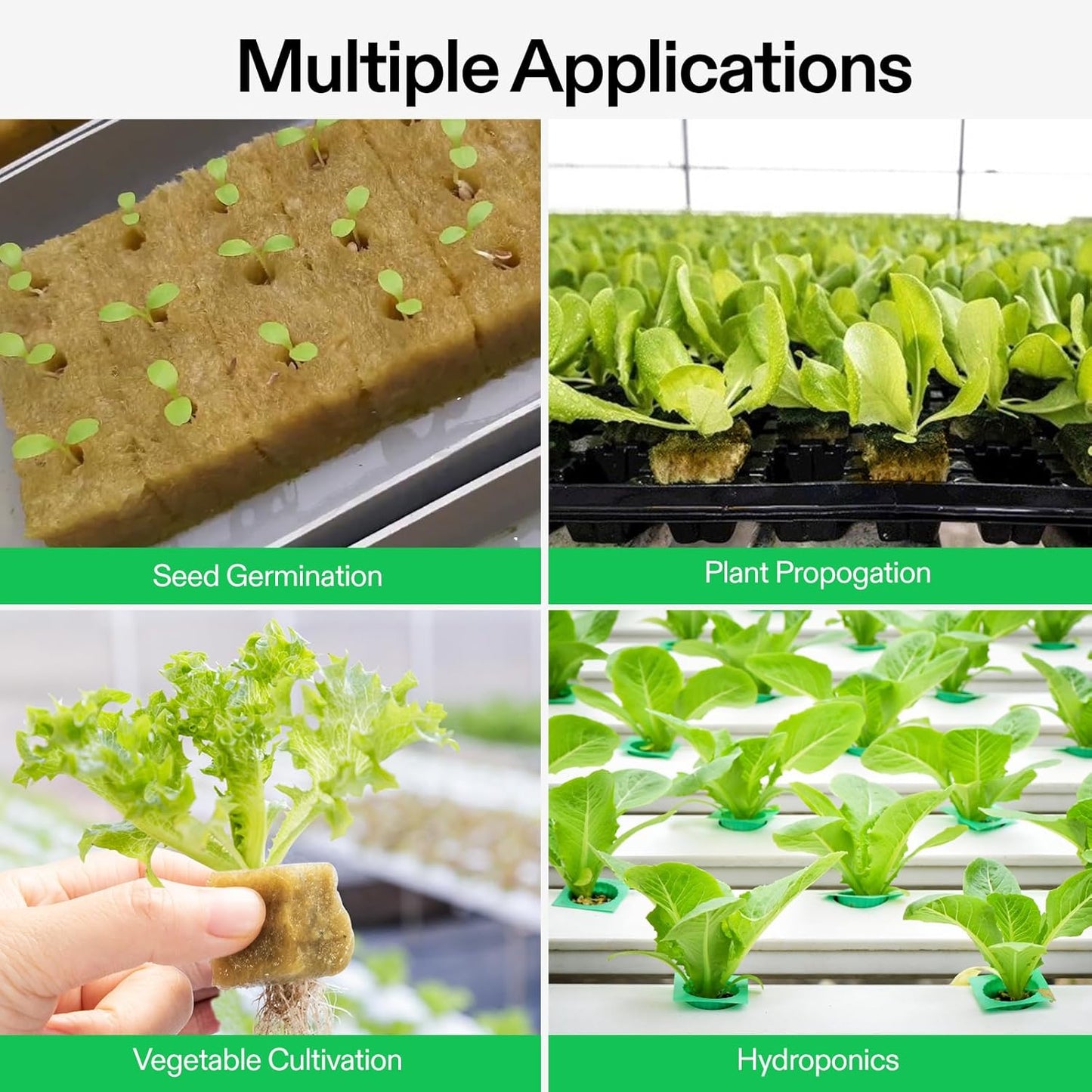 VIVOSUN 1.6 Inch Rockwool Cubes, Grow Cubes for Hydroponics, Cuttings, Cloning, Plant Propagation, Seed Startling, 8 Sheets 224 Plugs