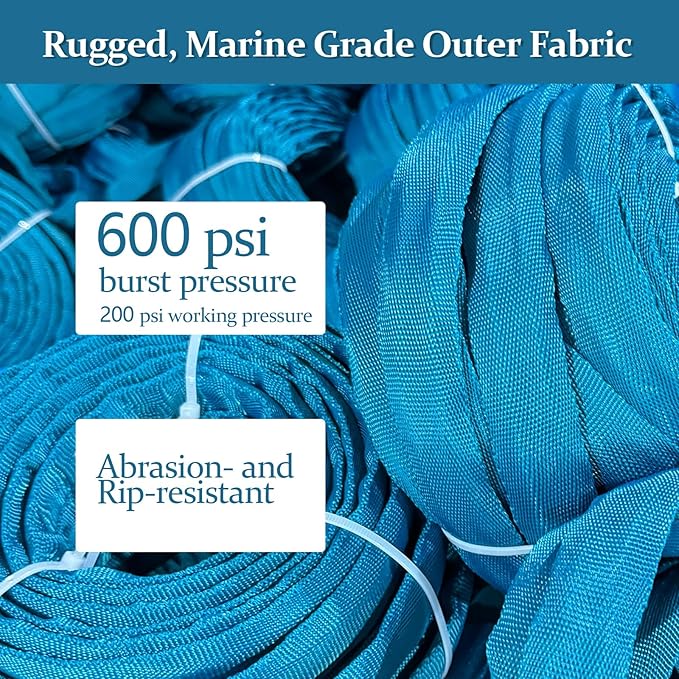 Garden Hose 50ft, Made of TPE(Not PVC), Ultra-Light & Flexible Water Hose with Solid Brass Fittings, Non-Shrinking, Easy to Storage, Drinking Water Safe Material, All-weather, SeaBlue