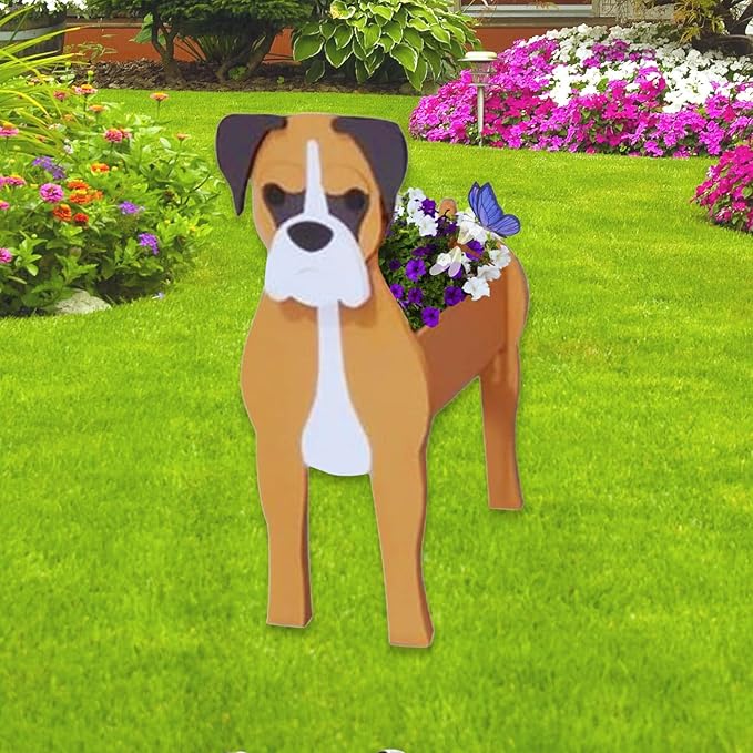 Boxer Dog Planter Plant Pots,Cute Garden Dog Flower Planter,Dog Planters Birthday Gifts for Women,Office,Indoor/Outdoor Decor(9.45 * 8.54 * 13.23in)