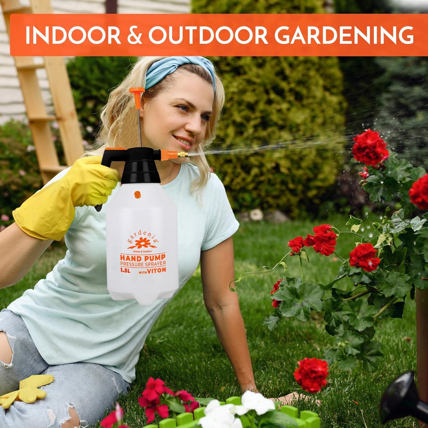 Handheld Pumping Sprayer Viton Seals Sprayers in Lawn and Garden, Spray Bottles for Cleaning Chemical Sprayer Continuous Spray Bottle for Plants 1.5L Plus (0.4 Gal/51oz)