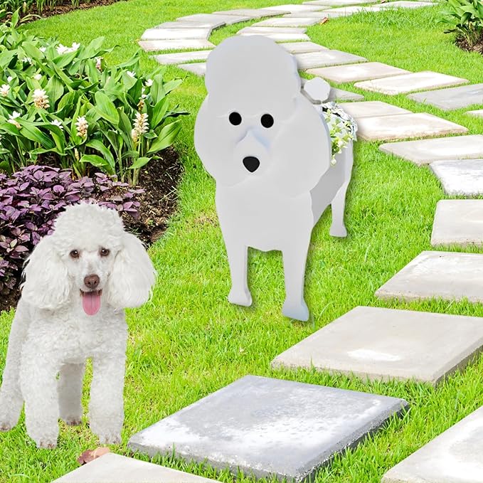 Poodle Dog Planter Plant Pots,Cute Garden Dog Flower Planter,Dog Planters Birthday Gifts for Women,Office,Indoor/Outdoor Decor(9.45 * 8.35 * 13.39in)