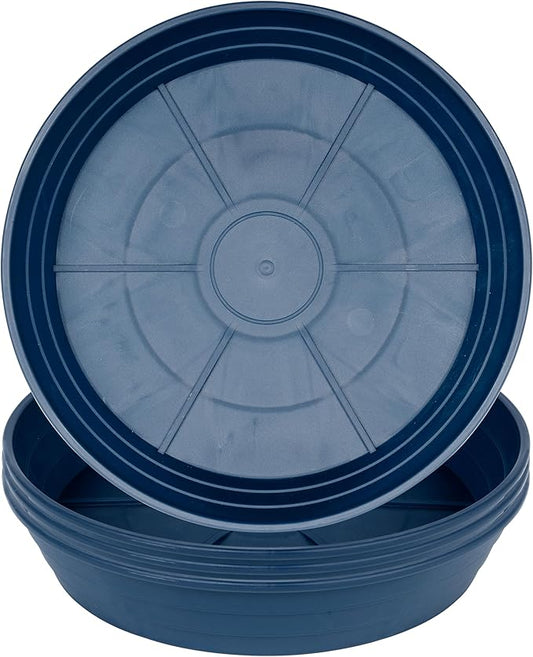 Plant Saucer 6 Inch 4 Pack 6 8 10 12 14 16 18 20 25, Plastic Plant Trays for Pots,Extra-Deep Plant Water Dray Tray, Bird Bath Bowl, Heavy Flower Plant saucers Indoors and Outdoor No Holes 6in-4 blue