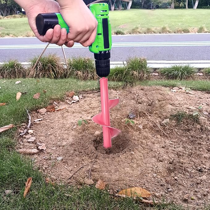 SYITCUN Auger Drill Bit for Planting - 4"X12" Heavy-Duty Garden Auger Spiral Drill Bit - Bulb Planter Tool & Auger Post Hole Digger - 3/8" Hex Drive Drill