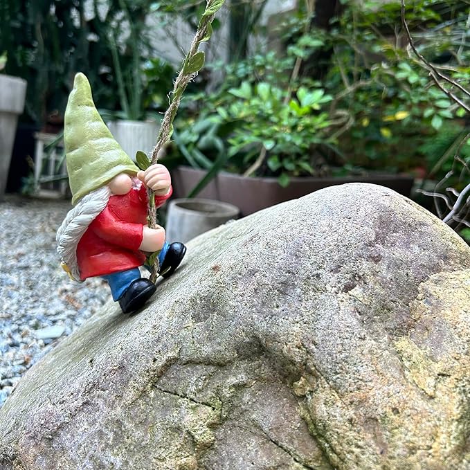 Hanging Gnome Garden Statue Decoration,Climbing Garden Gnomes Statue Figurine Ornament for Indoor Outdoor Home Garden Decor,Gift for Women,mom