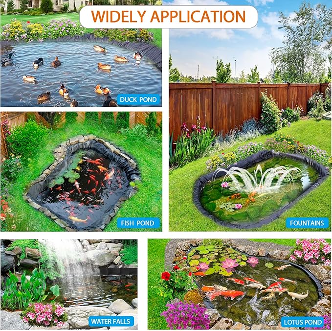 Pond Liners 7 x 10 Feet, Easy Cutting LDPE Pond Liner 20 Mil, High Preformed Koi Pond Liner for Ponds, Streams, Fountains and Garden Waterfall