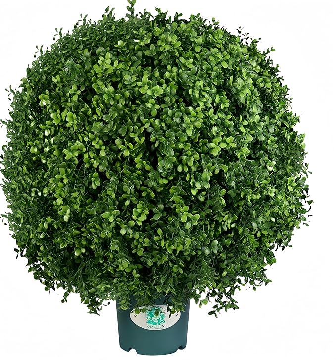 QIANYUN Artificial Topiary Trees Outdoor – 18 Inch Fake Boxwood Plants, UV Resistant Faux Shrubs for Outdoor/Indoor Decor, Perfect for Porch, Garden, Backyard
