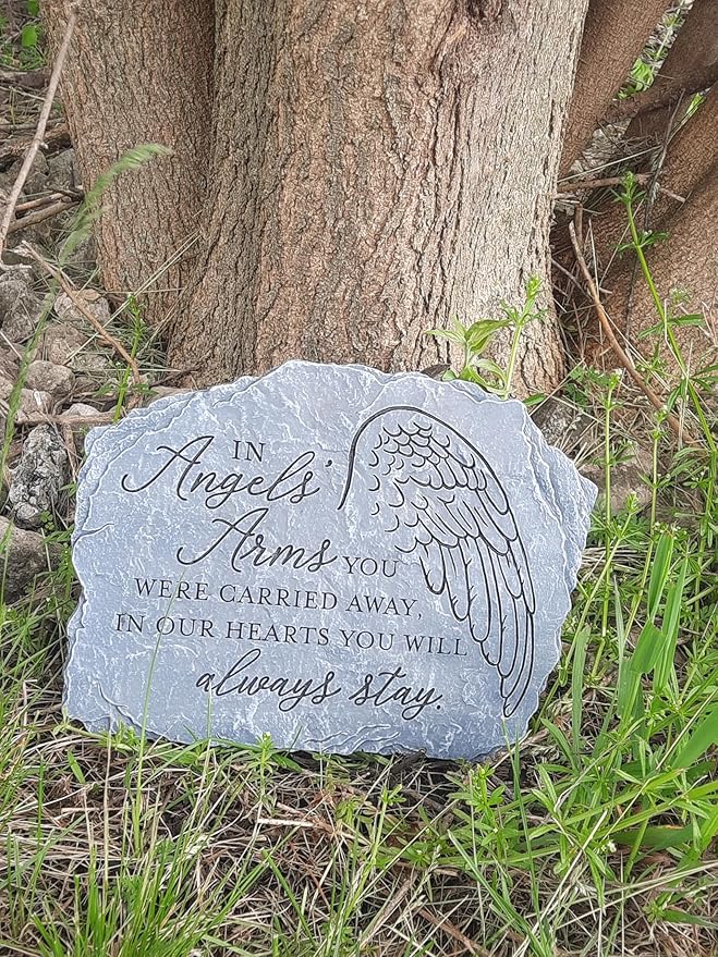 Carson Decorative in Angels' Arms Memorial Garden Stone for Loss of Loved One - Sympathy Gift for Funeral - Remembrance Stepping Stone for Indoor Outdoor Home Decor