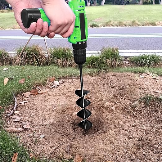 SYITCUN Auger Drill Bit for Planting 3"x16.5" Solid Shaft Garden Spiral Drill Bit for Bulb Bedding, Post Hole Auger for 3/8” Hex Drive Drill