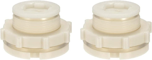1.25" Female ABS Bulkhead Fitting, Plastic Water Tank Connector Adapter Fitting with Plugs for Outdoor rain Barrel Garden Hose Adapter Spigot kit Water Tank Gallon Drain Bucket(Set of 2)
