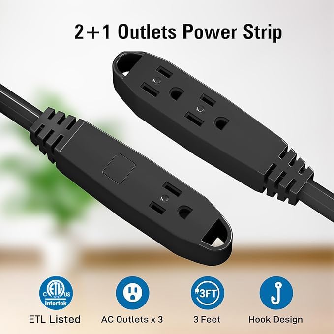 K KASONIC - 50-Feet 3 Outlet Extension Cord, ETL/UL Listed, 16/3 SJTW 3-Wire - Image 3