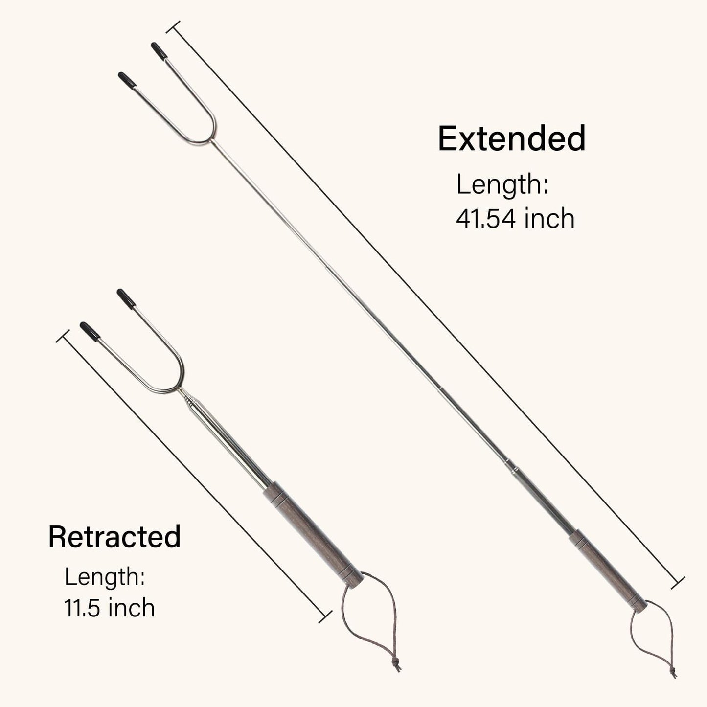 Marshmallow Roasting Sticks for Fire Pit with Wooden Handle, 41 Inches Long, Telescoping SUS304 Stainless Steel Marshmallow Skewers, Extendable Hog Dog Campfire Roasting Sticks, Camping Accessories