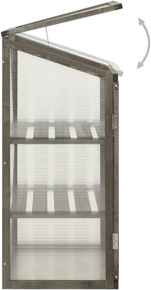 Solid Firwood Garden Portable Wooden Greenhouse with 2 Shelves and Open Bottom, Mini Greenhouse Cabinet 23.6"x17.7"x39.4"/Gray