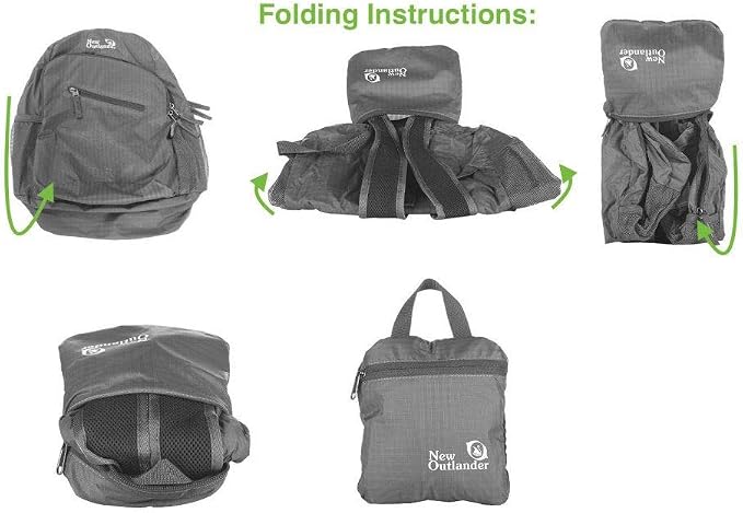 Outlander Packable Handy Lightweight Travel Hiking Backpack Daypack-Green-L - Image 5