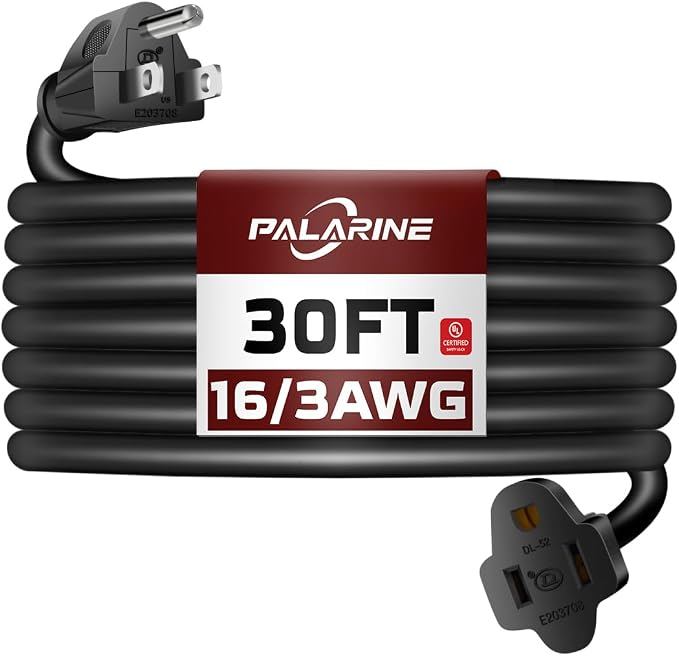 30ft Black Outdoor Extension Cord Waterproof, UL Listed, 16/3 SJTW Heavy Duty 3 by PALARINE