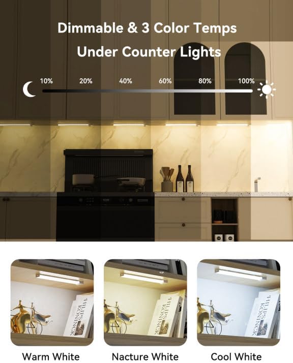 Under Cabinet Lights 8 Inch 3-Pack, Rechargeable Battery Operated Motion Sensor - Image 5