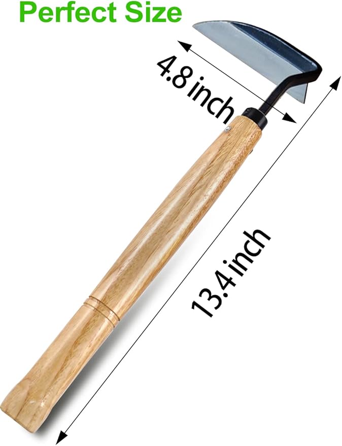 TOYPOPOR Japanese Weeding Sickle Hoe, Gardening Tools, Weed Remover, Hand Weed Cutter, Kama Twisted Scythe with High Carbon Steel Blade for Cutting Grass, Soil loosening, harvesting, Digging