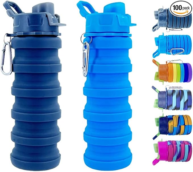Collapsible Water Bottles 2 Pack Silicone Water Bottle by konlongzan